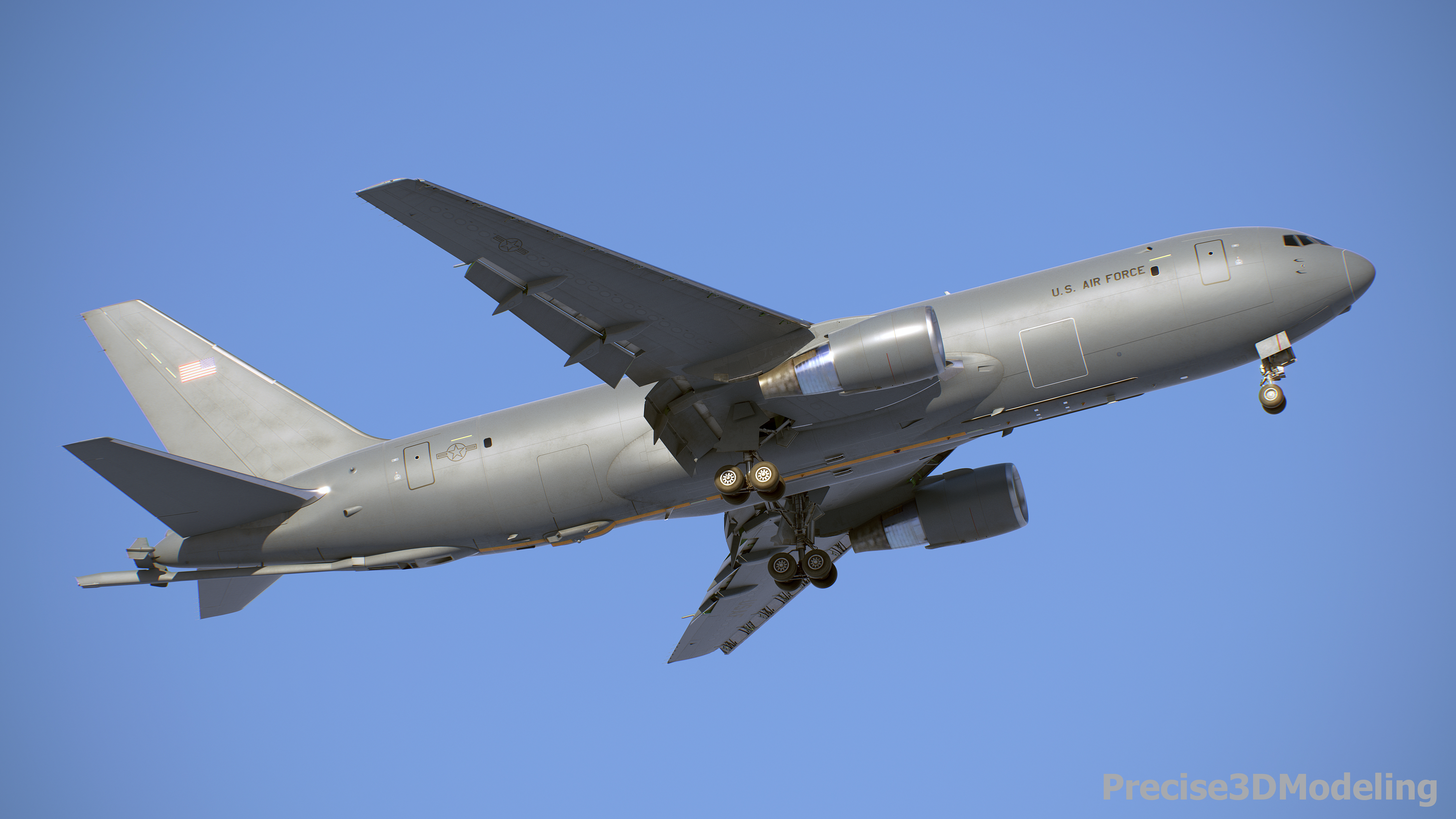 Boeing KC-46 Pegasus 3D model render - landing, in the air