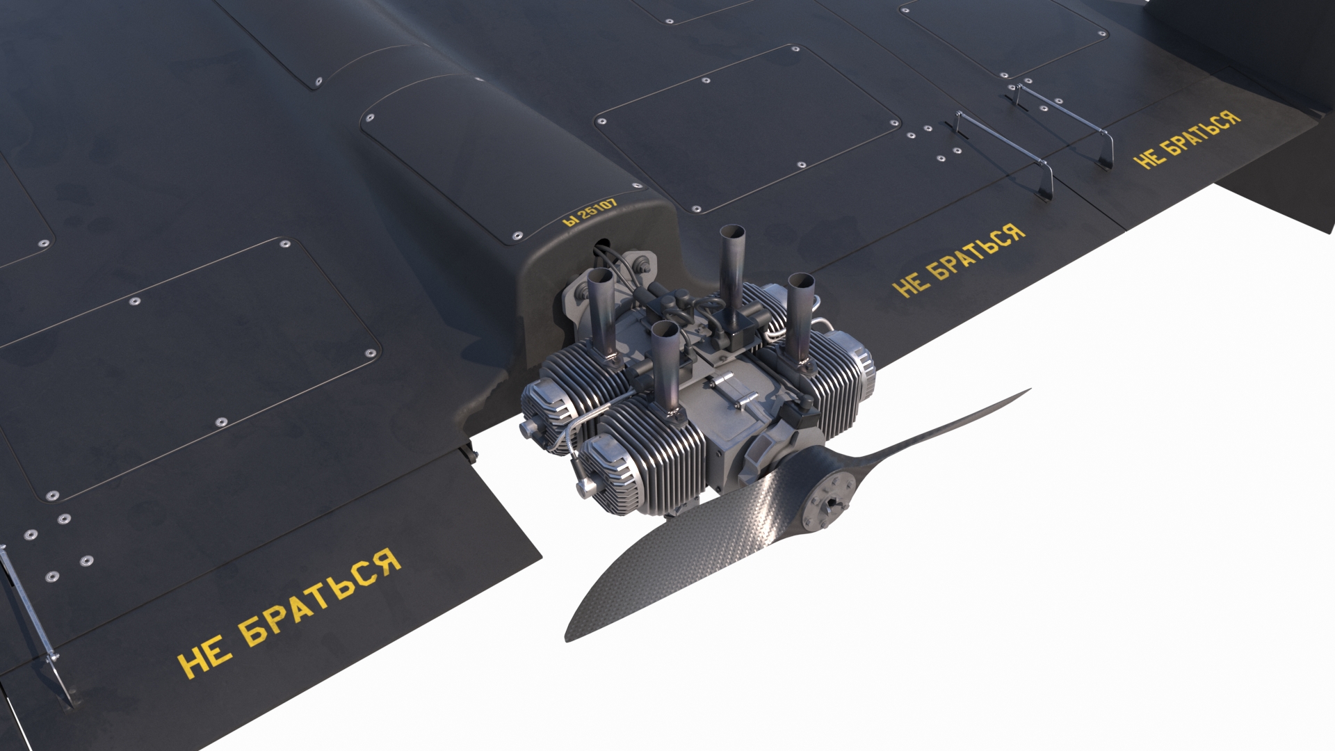 Geran-2 Shahed-136 Loitering Munition 3D model render - engine MD-550, carbon prop, control surfaces, do not touch