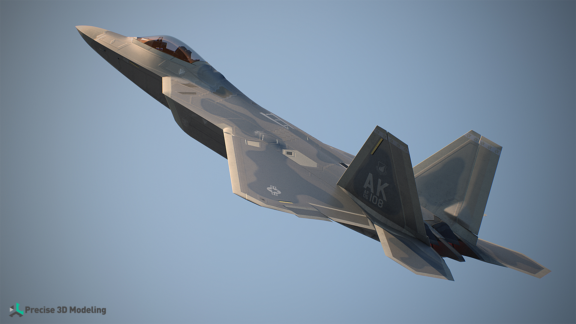 Lockheed Martin F-22 Raptor 3D model render, gallery image 1 of 9