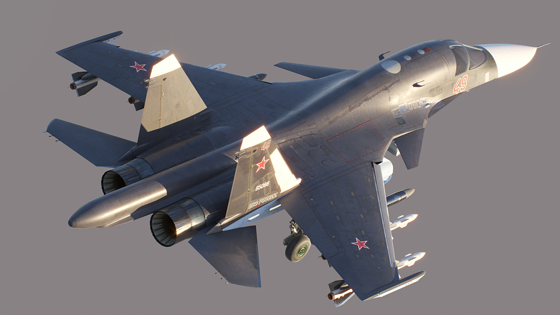 Sukhoi Su-34 (NATO Fullback) 3D model render, gallery image 1 of 29