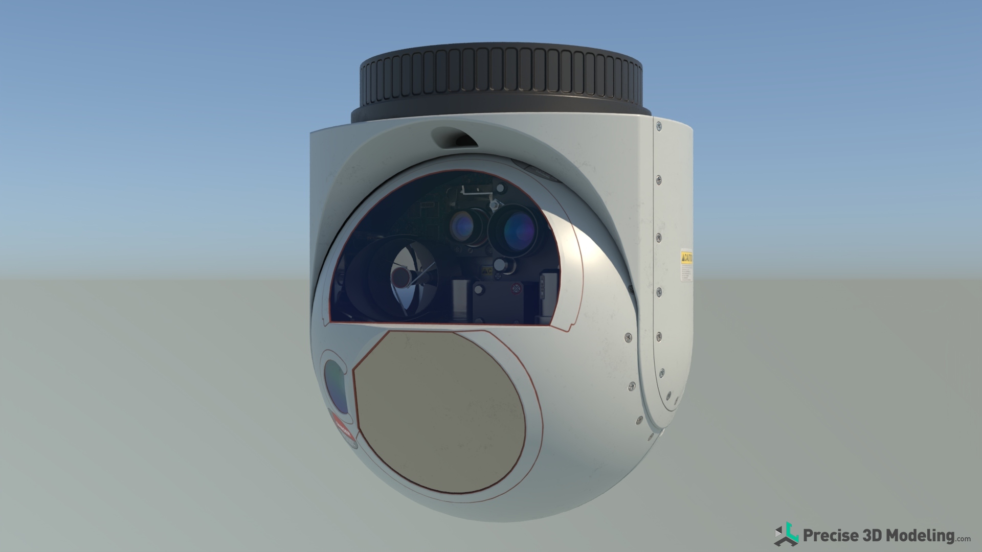 L3Harris WESCAM MX-15D Electro-Optical/Infrared (EO/IR) sensor system 3D model render, gallery image 1 of 8