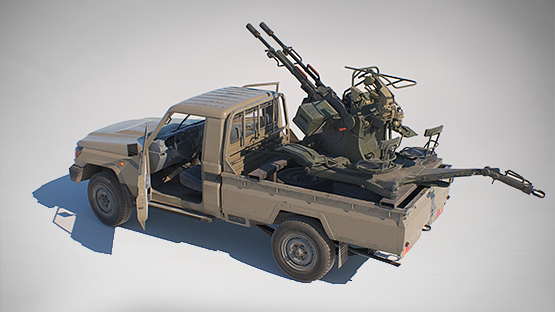 Militant Truck armed with ZU-23 with Destroyed model