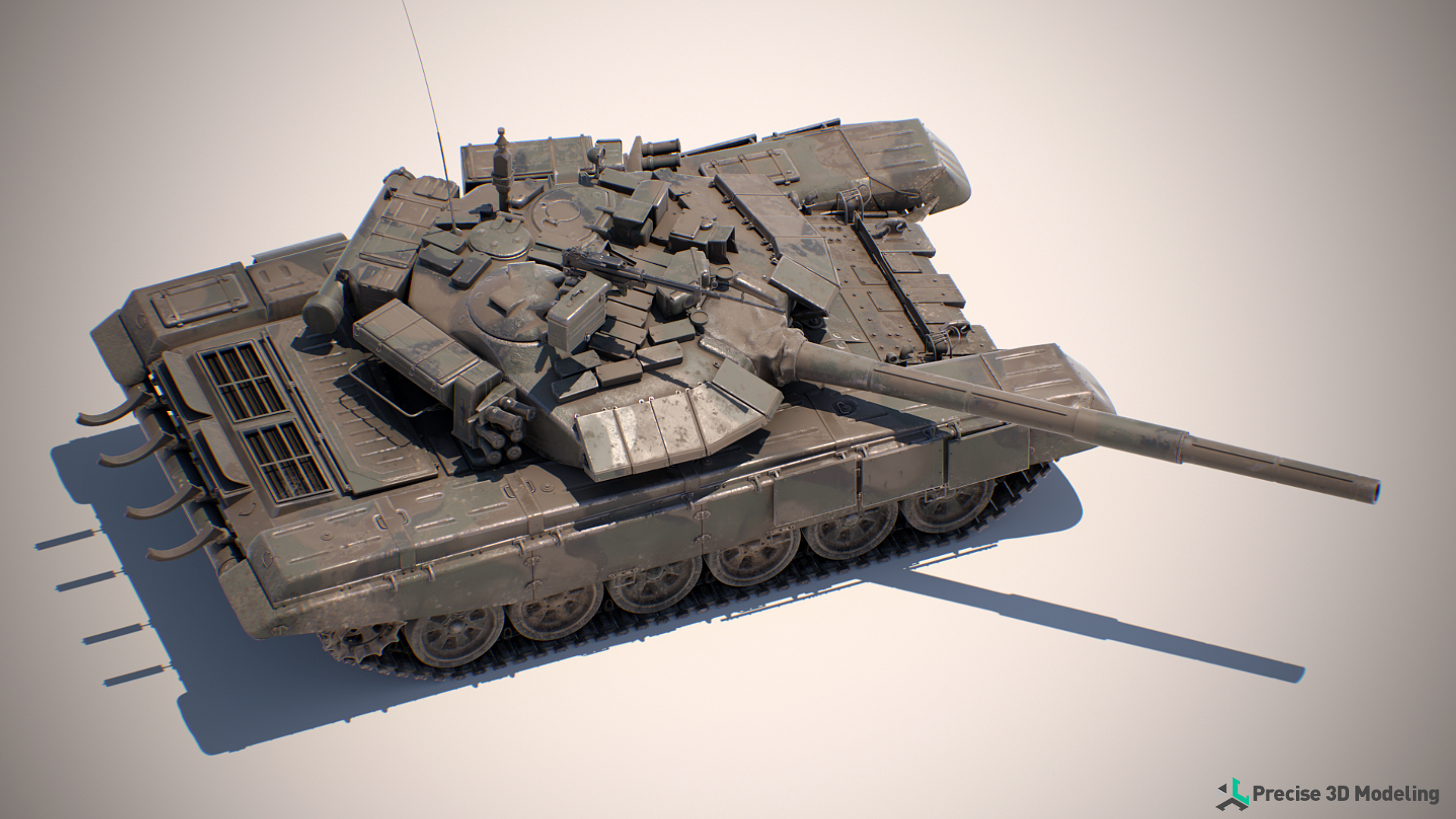 T-90 Main Battle Tank 3D model render, gallery image 1 of 20