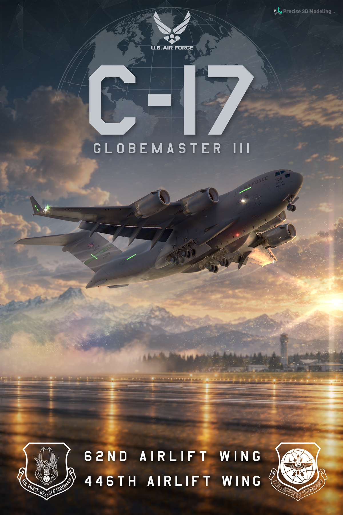 C-17 Globemaster III Take Off Poster Art Work 3D Render poster artwork