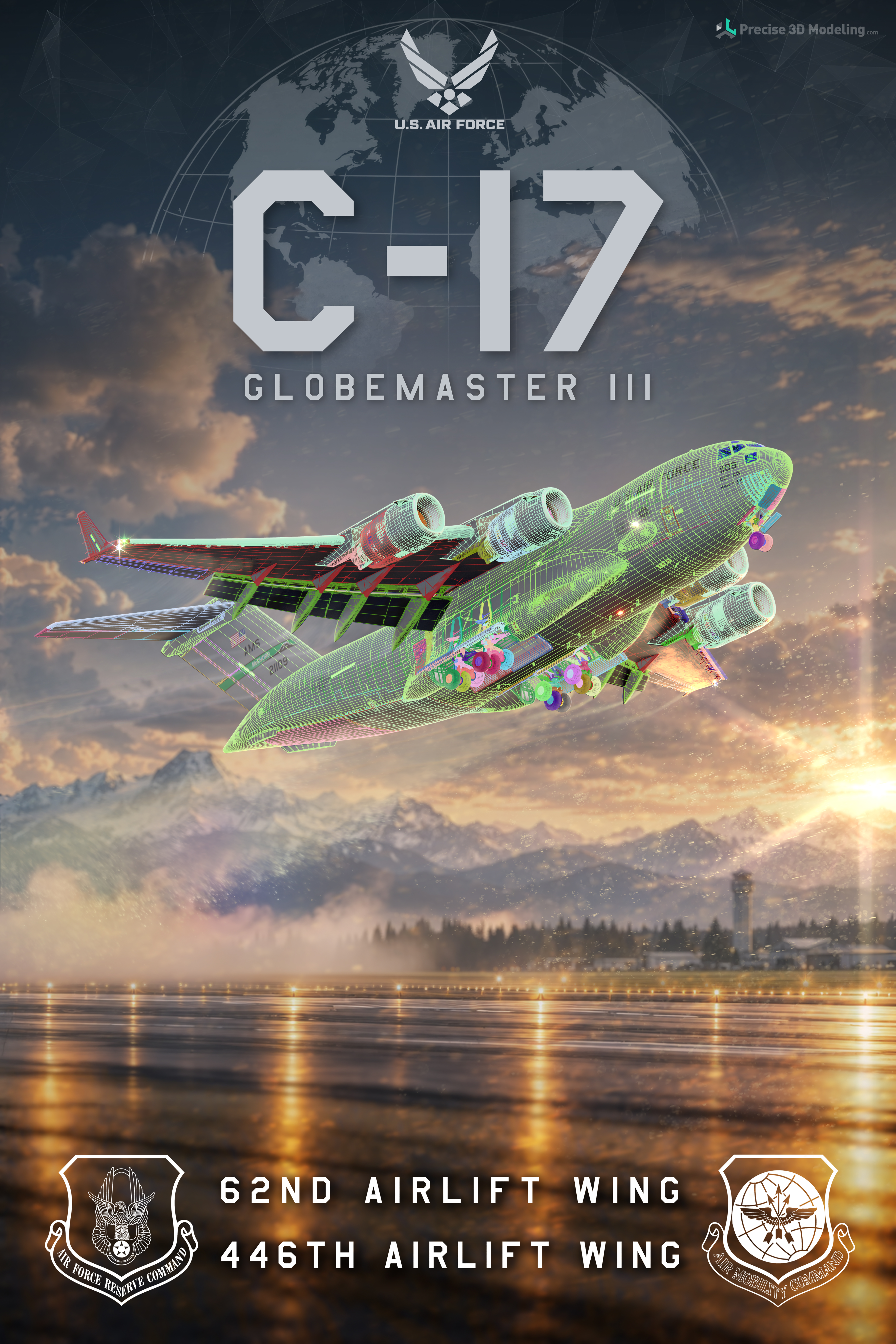 C-17 Globemaster III Poster Art Work 3D Render artwork in 3D scene