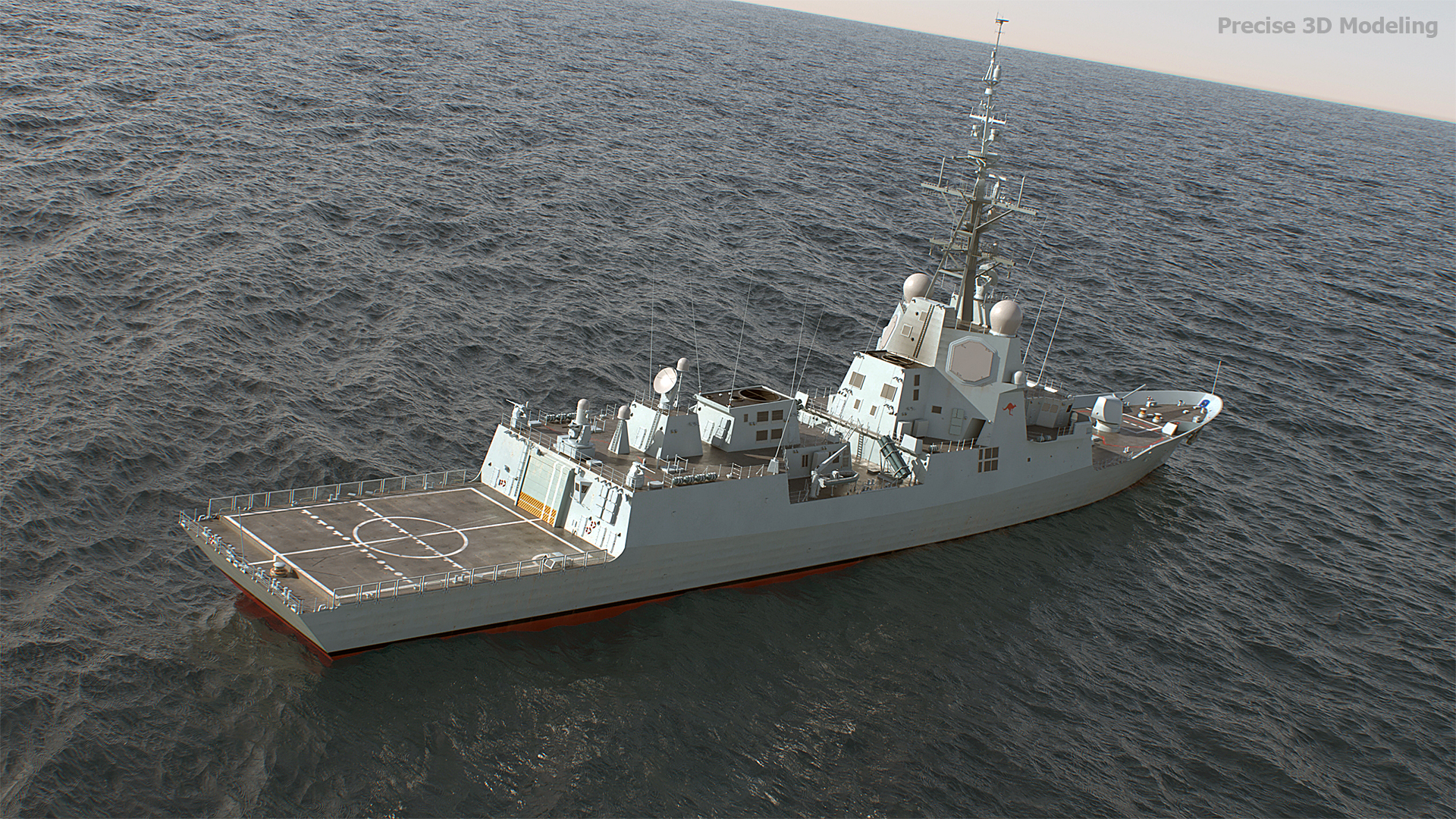 HMAS Hobart (DDG 39) Royal Australian Navy Air Warfare Destroyer 3D model render, gallery image 1 of 14